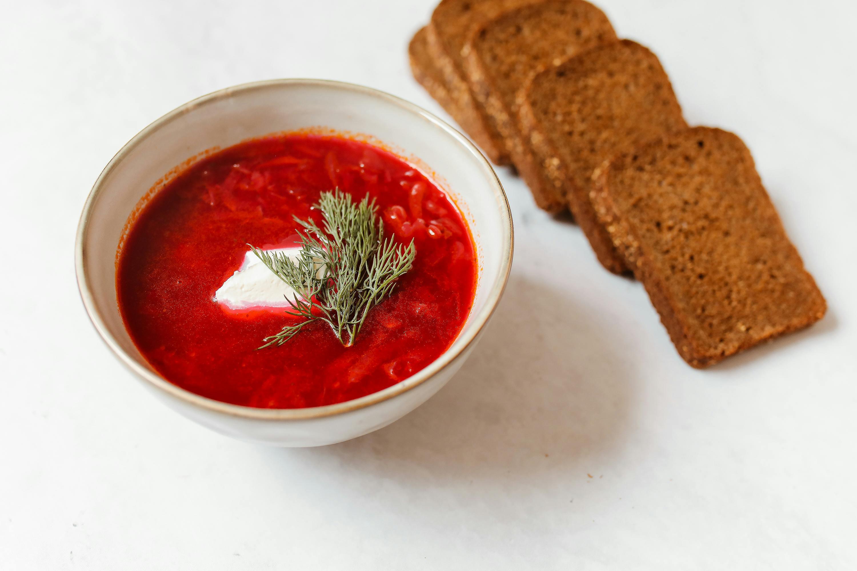 Borscht (Ukrainian Beet Soup) — soup recipe plated