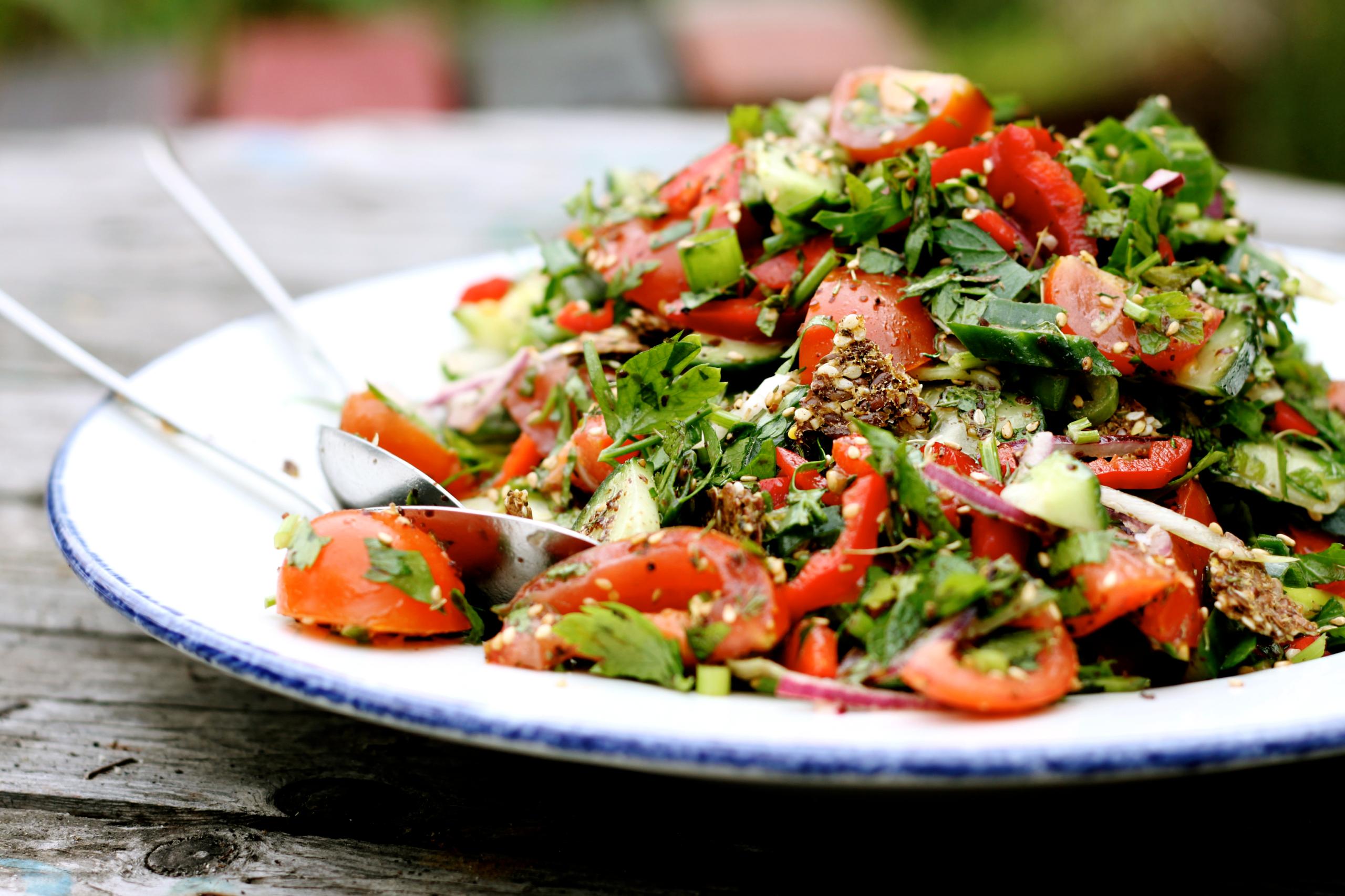 Za'atar Fattoush — composed recipe plated